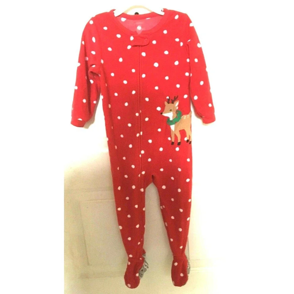 Carter's Baby Christmas Holiday PJ Pajama Lot of 2 Red White 2T Reindeer EUC